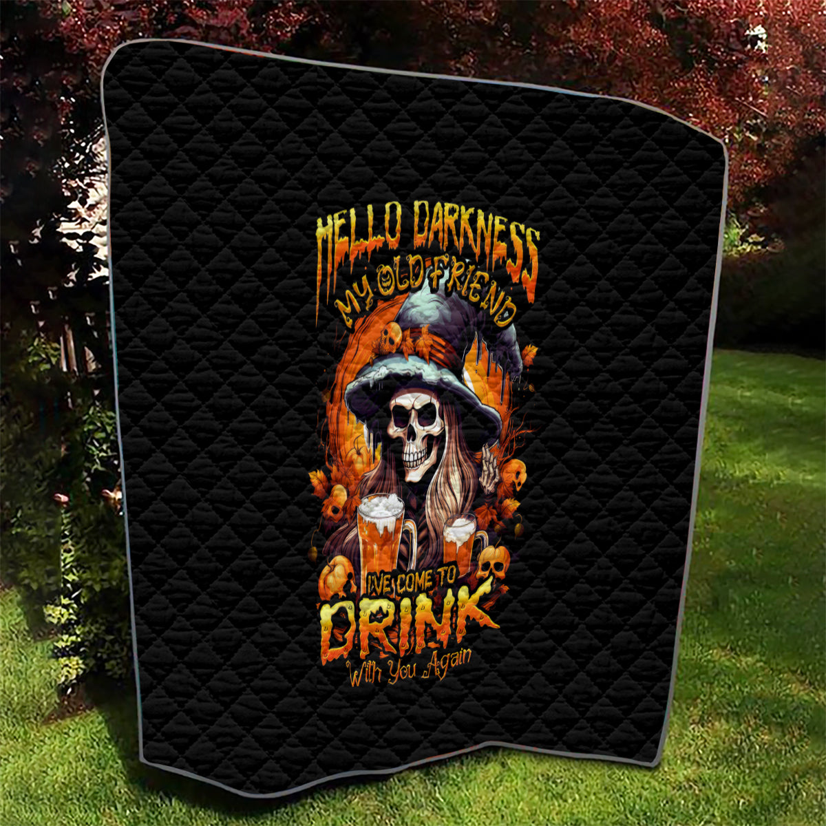 Witch Skull Quilt Hello Darkness My Old Friend I Come To Drink With You - Wonder Print Shop