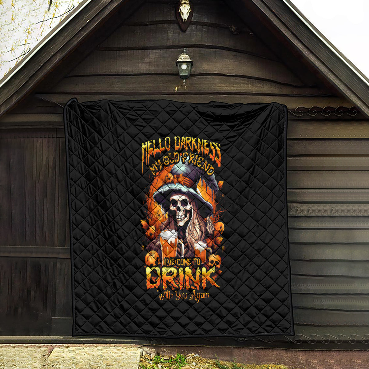 Witch Skull Quilt Hello Darkness My Old Friend I Come To Drink With You - Wonder Print Shop