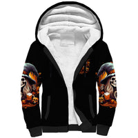Witch Skull Sherpa Hoodie Hello Darkness My Old Friend I Come To Drink With You - Wonder Print Shop