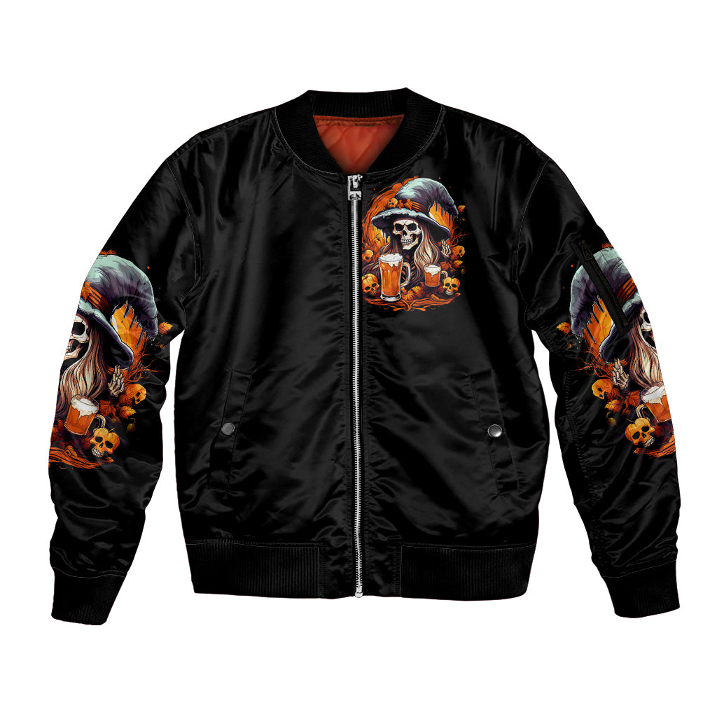 Witch Skull Sleeve Zip Bomber Jacket Hello Darkness My Old Friend I Come To Drink With You - Wonder Print Shop