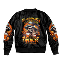 Witch Skull Sleeve Zip Bomber Jacket Hello Darkness My Old Friend I Come To Drink With You - Wonder Print Shop