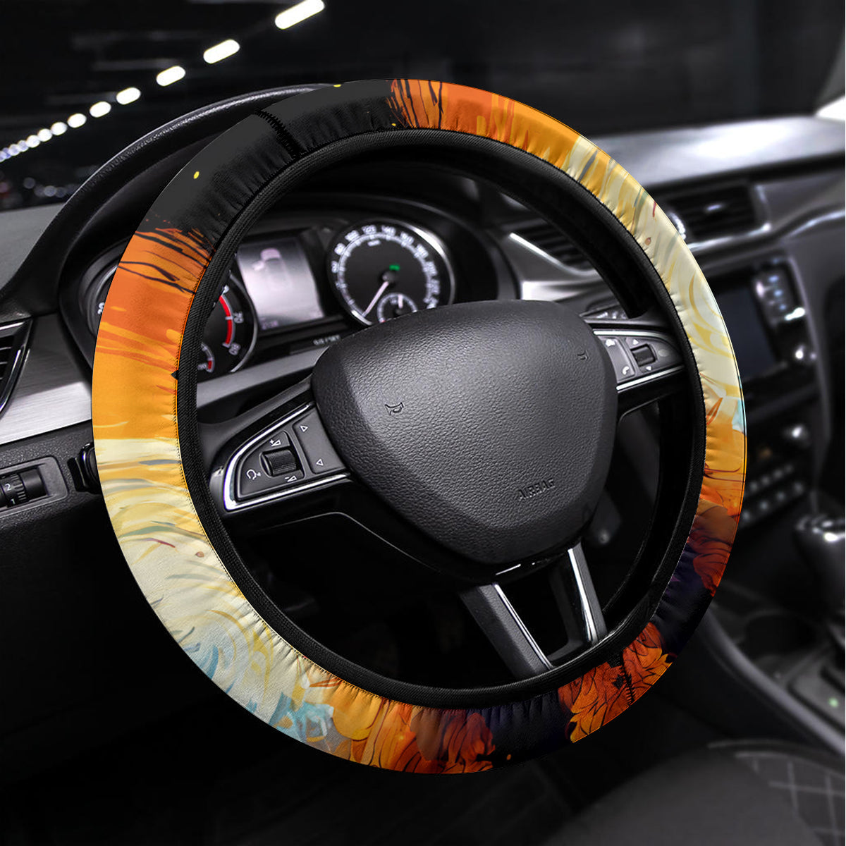 Witch Skull Steering Wheel Cover Hello Darkness My Old Friend I Come To Drink With You - Wonder Print Shop