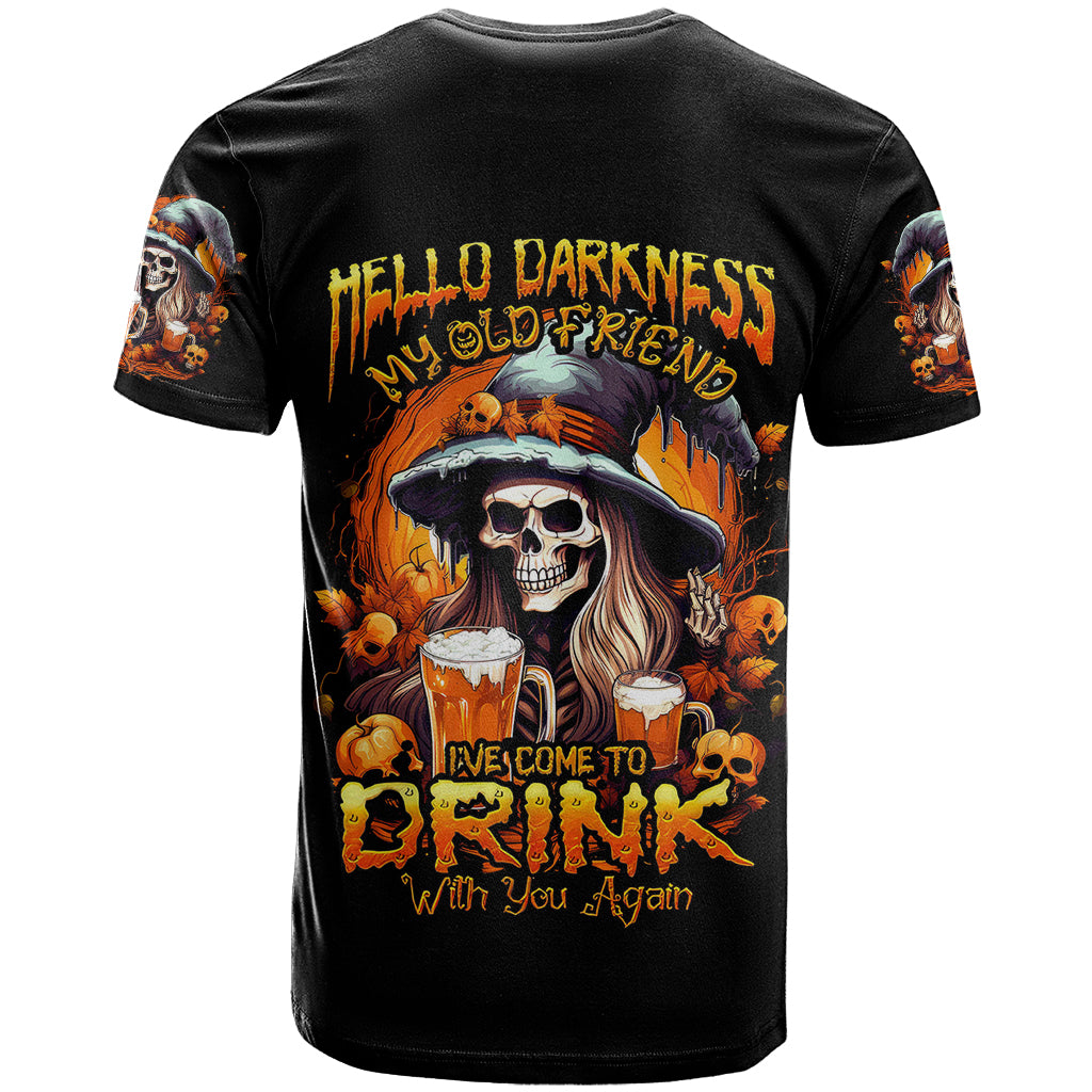 Witch Skull T Shirt Hello Darkness My Old Friend I Come To Drink With You - Wonder Print Shop