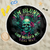 Tropical Skull Beach Blanket I'm Blunt Because God Rolled Me That Way - Wonder Print Shop