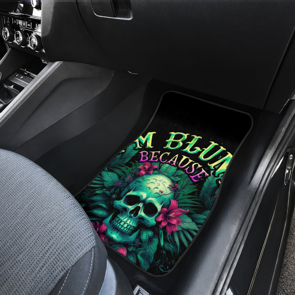 Tropical Skull Car Mats I'm Blunt Because God Rolled Me That Way - Wonder Print Shop
