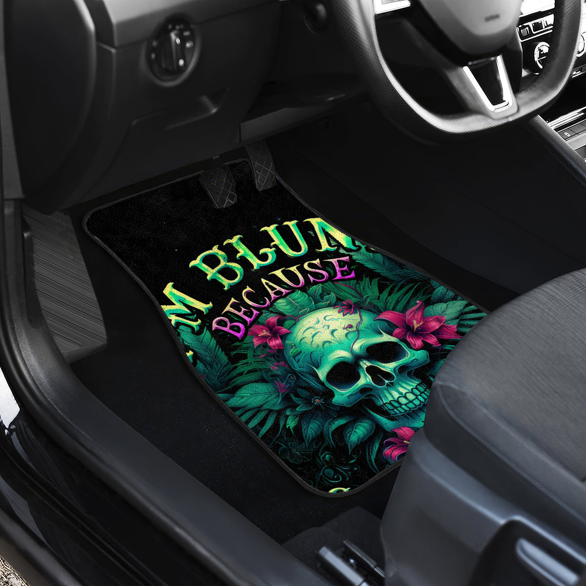 Tropical Skull Car Mats I'm Blunt Because God Rolled Me That Way - Wonder Print Shop