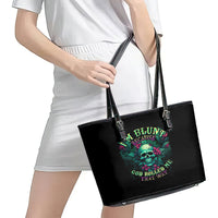 Tropical Skull Leather Tote Bag I'm Blunt Because God Rolled Me That Way - Wonder Print Shop
