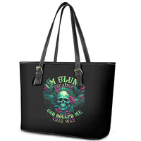 Tropical Skull Leather Tote Bag I'm Blunt Because God Rolled Me That Way - Wonder Print Shop