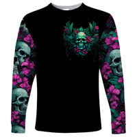 Tropical Skull Long Sleeve Shirt I'm Blunt Because God Rolled Me That Way - Wonder Print Shop