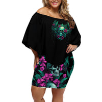 Tropical Skull Off Shoulder Short Dress I'm Blunt Because God Rolled Me That Way - Wonder Print Shop