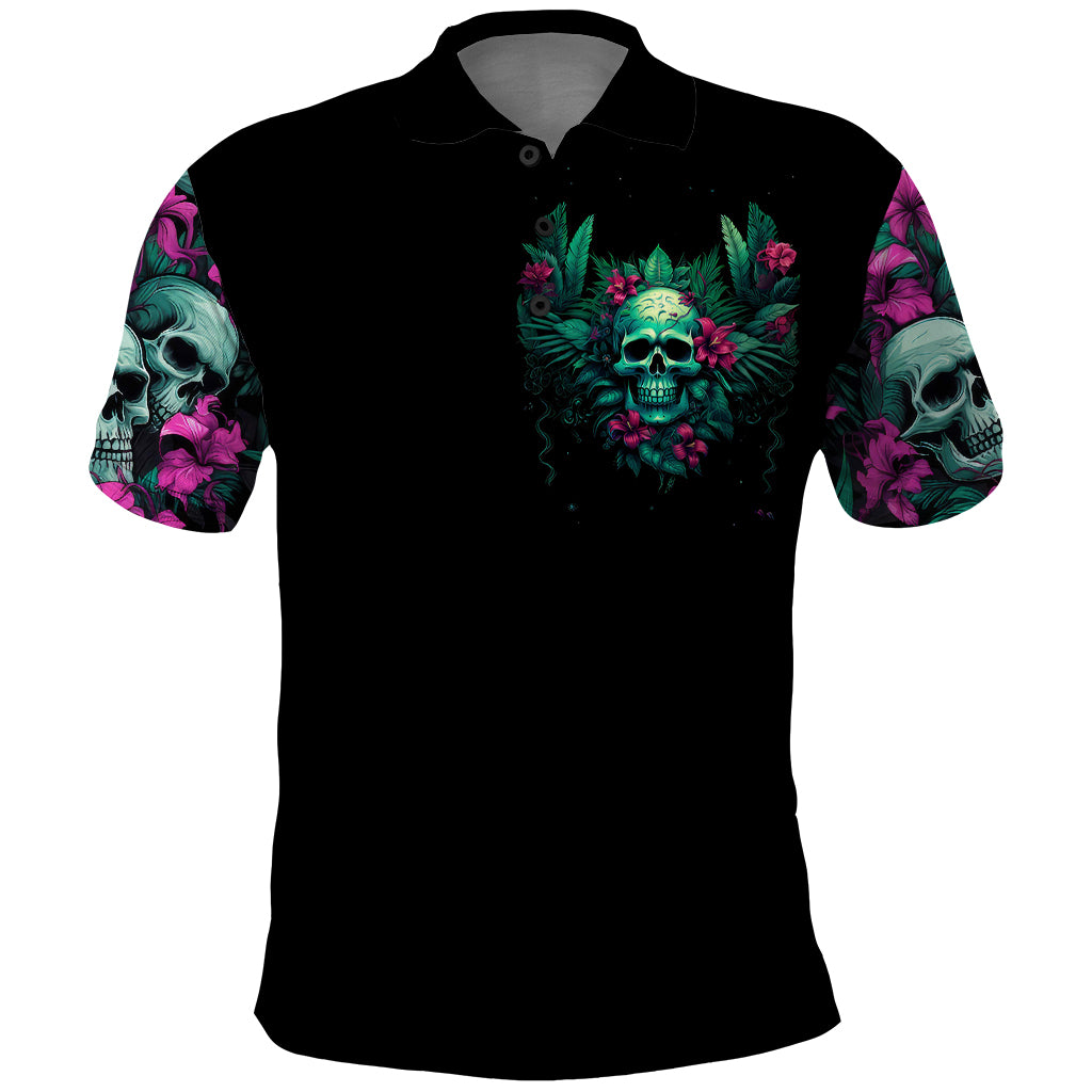 Tropical Skull Polo Shirt I'm Blunt Because God Rolled Me That Way - Wonder Print Shop