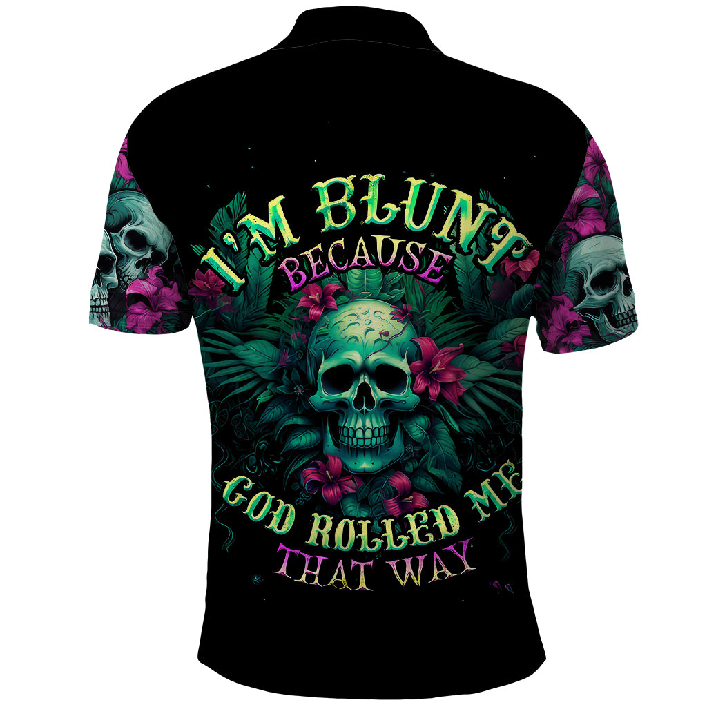 Tropical Skull Polo Shirt I'm Blunt Because God Rolled Me That Way - Wonder Print Shop