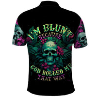 Tropical Skull Polo Shirt I'm Blunt Because God Rolled Me That Way - Wonder Print Shop