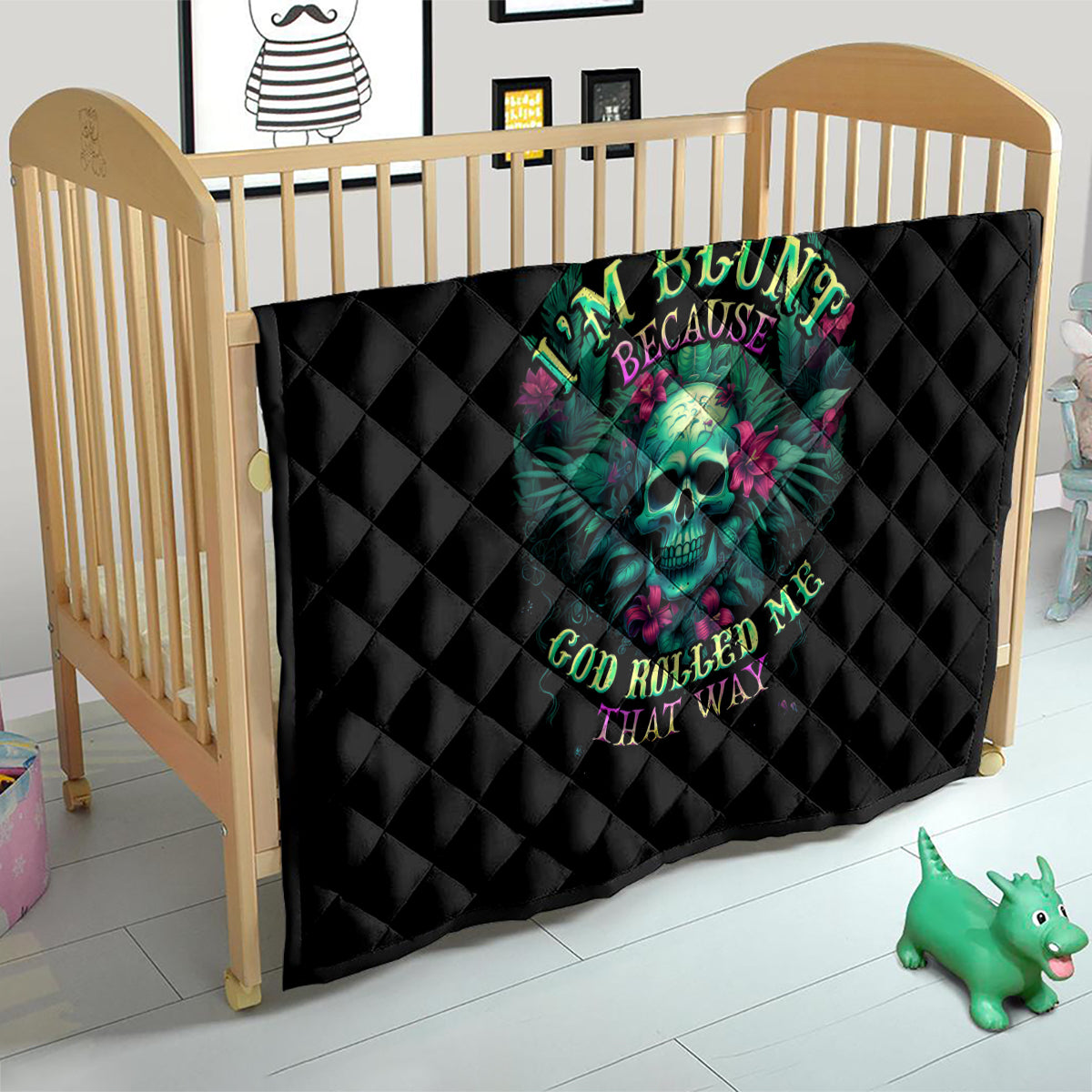 Tropical Skull Quilt I'm Blunt Because God Rolled Me That Way - Wonder Print Shop