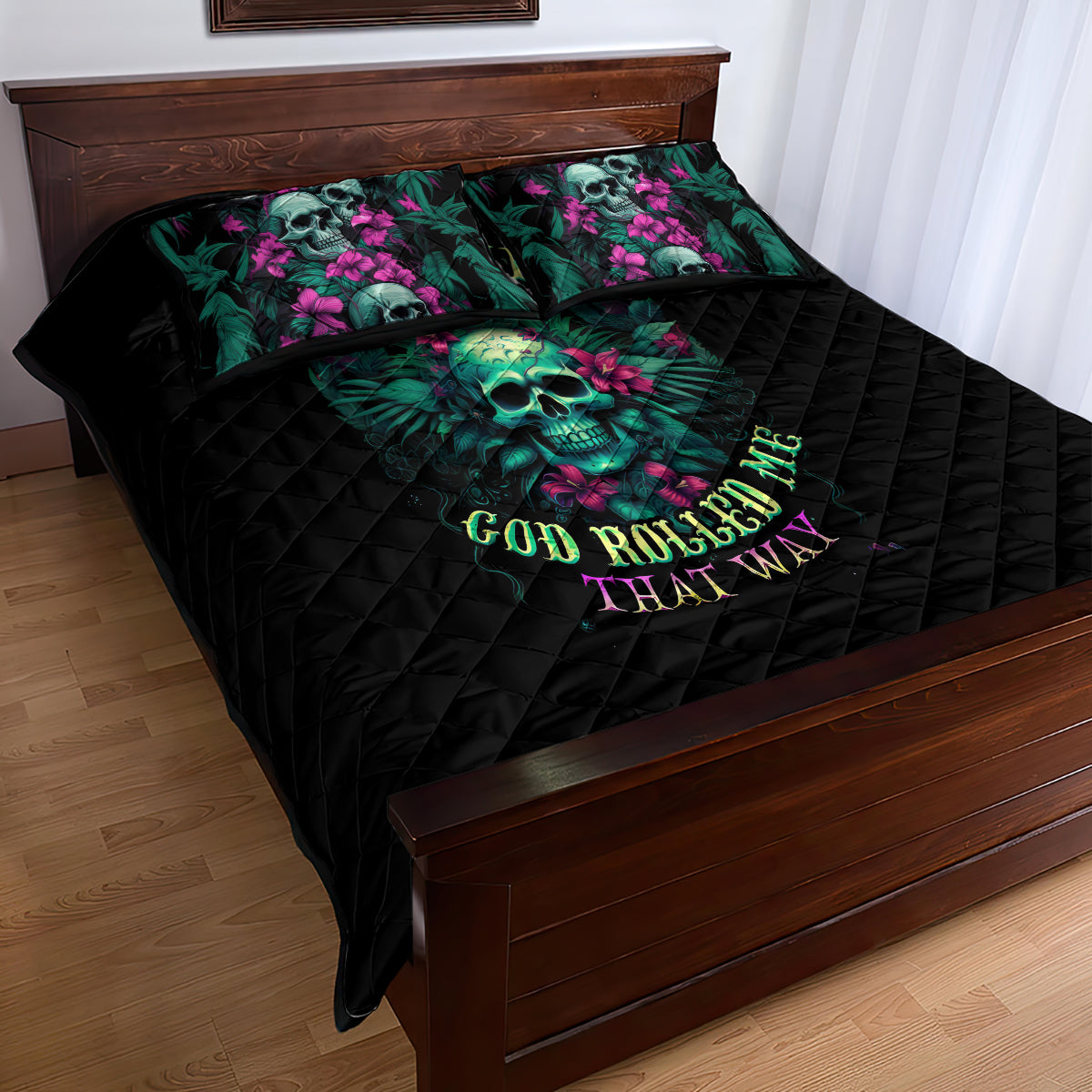 Tropical Skull Quilt Bed Set I'm Blunt Because God Rolled Me That Way - Wonder Print Shop