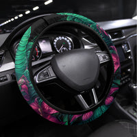 Tropical Skull Steering Wheel Cover I'm Blunt Because God Rolled Me That Way - Wonder Print Shop