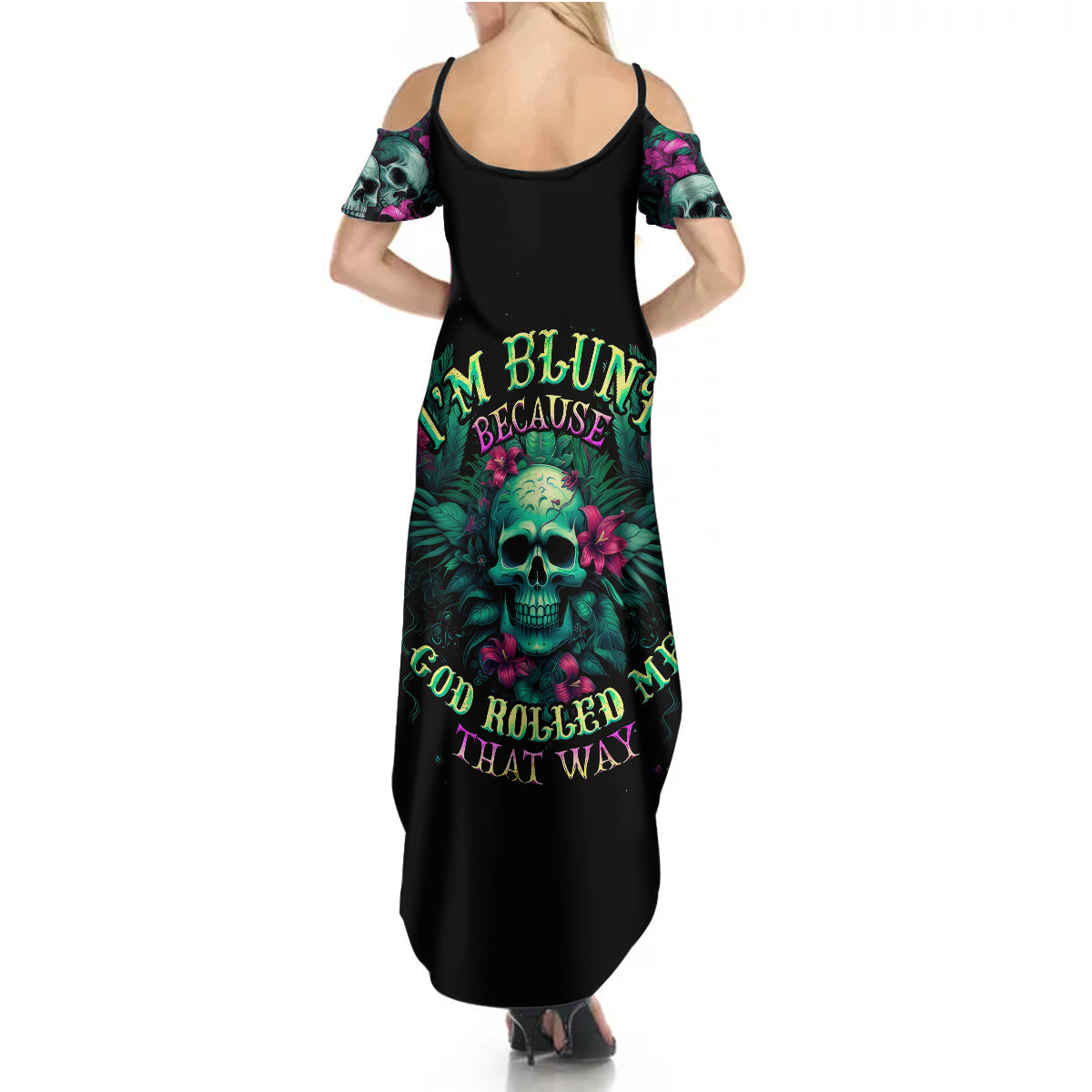 Tropical Skull Summer Maxi Dress I'm Blunt Because God Rolled Me That Way - Wonder Print Shop