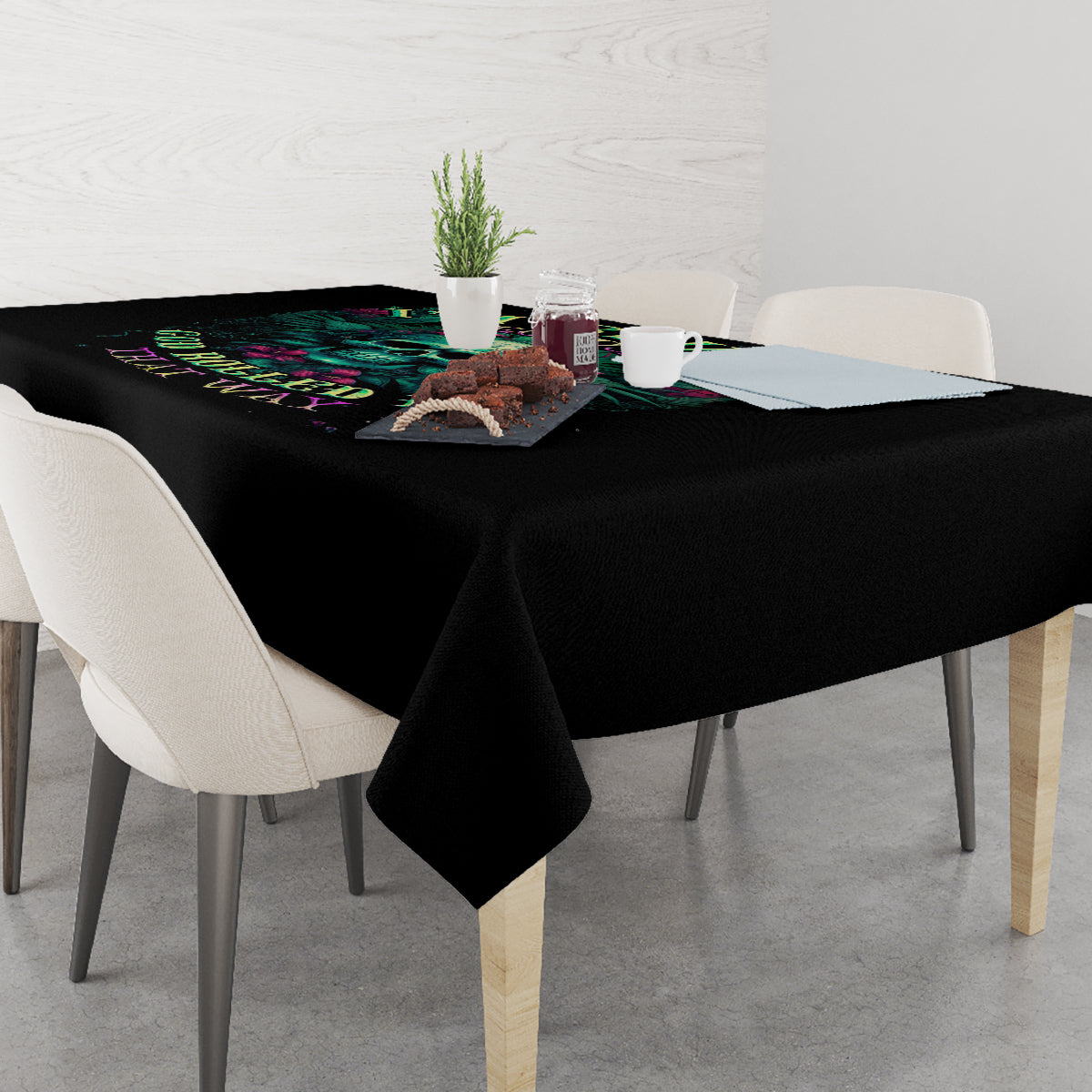 Tropical Skull Tablecloth I'm Blunt Because God Rolled Me That Way - Wonder Print Shop