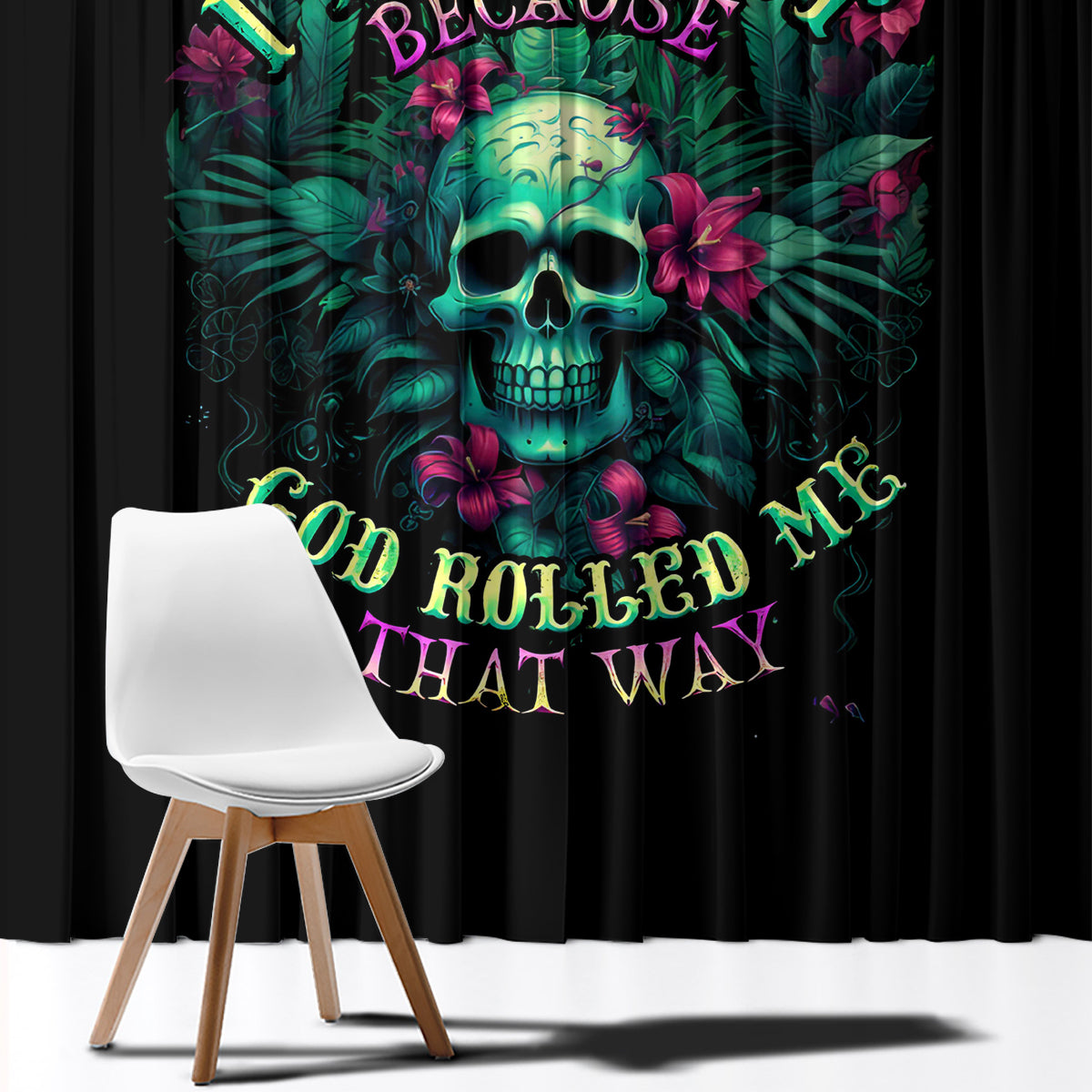 Tropical Skull Window Curtain I'm Blunt Because God Rolled Me That Way - Wonder Print Shop