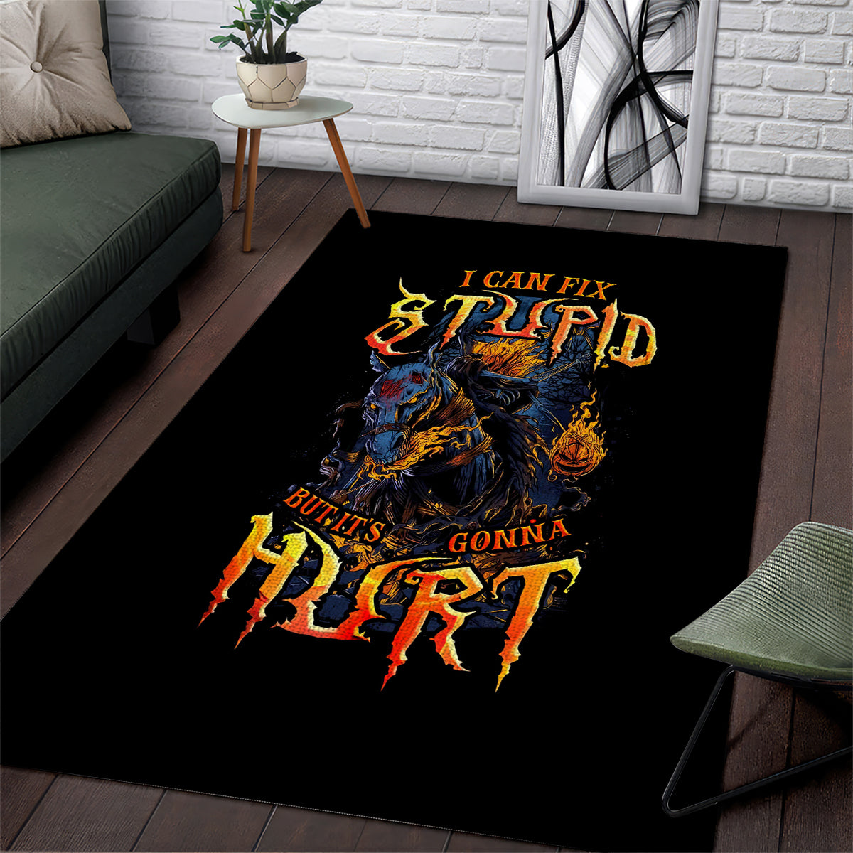 Jack O Lantern Skull Area Rug I Can Fix Stupid But It's Gonna Hurt - Wonder Print Shop