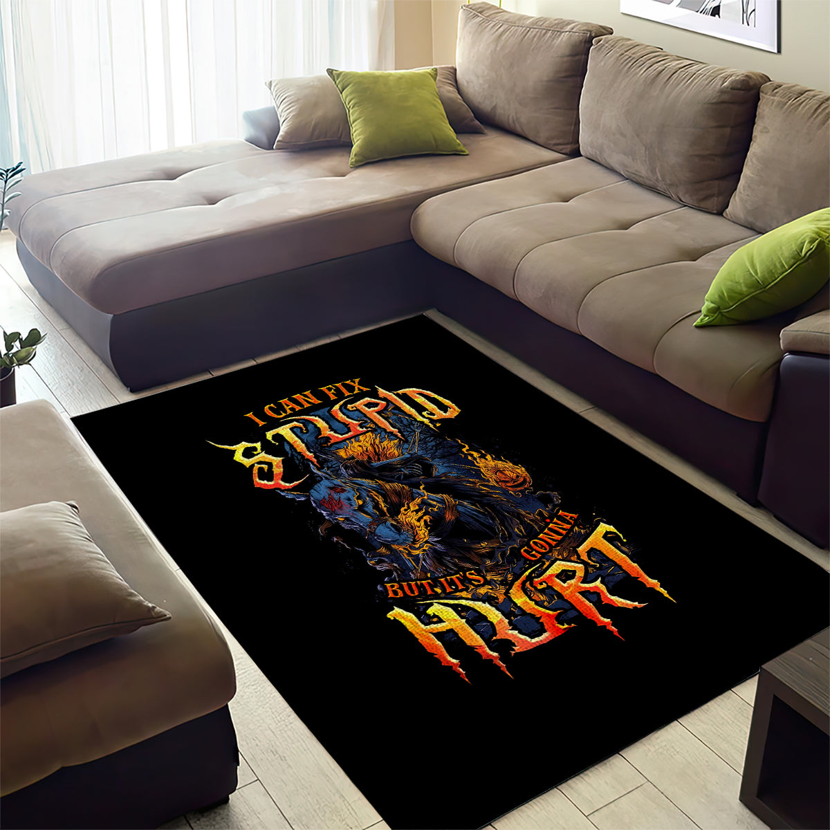 Jack O Lantern Skull Area Rug I Can Fix Stupid But It's Gonna Hurt - Wonder Print Shop
