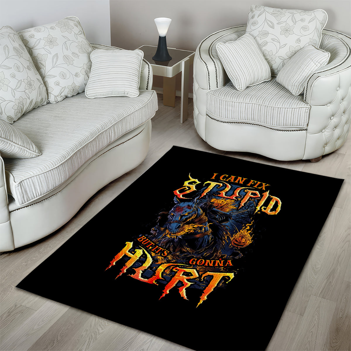 Jack O Lantern Skull Area Rug I Can Fix Stupid But It's Gonna Hurt - Wonder Print Shop