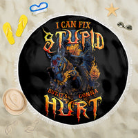 Jack O Lantern Skull Beach Blanket I Can Fix Stupid But It's Gonna Hurt - Wonder Print Shop