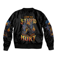 Jack O Lantern Skull Bomber Jacket I Can Fix Stupid But It's Gonna Hurt - Wonder Print Shop