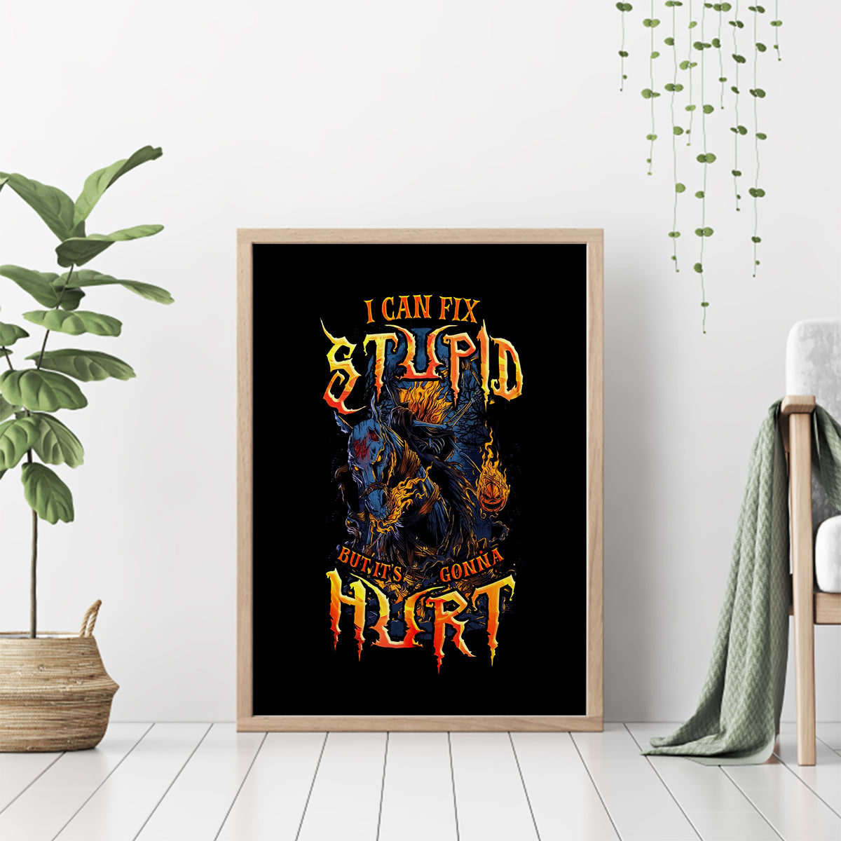 Jack O Lantern Skull Canvas Wall Art I Can Fix Stupid But It's Gonna Hurt - Wonder Print Shop