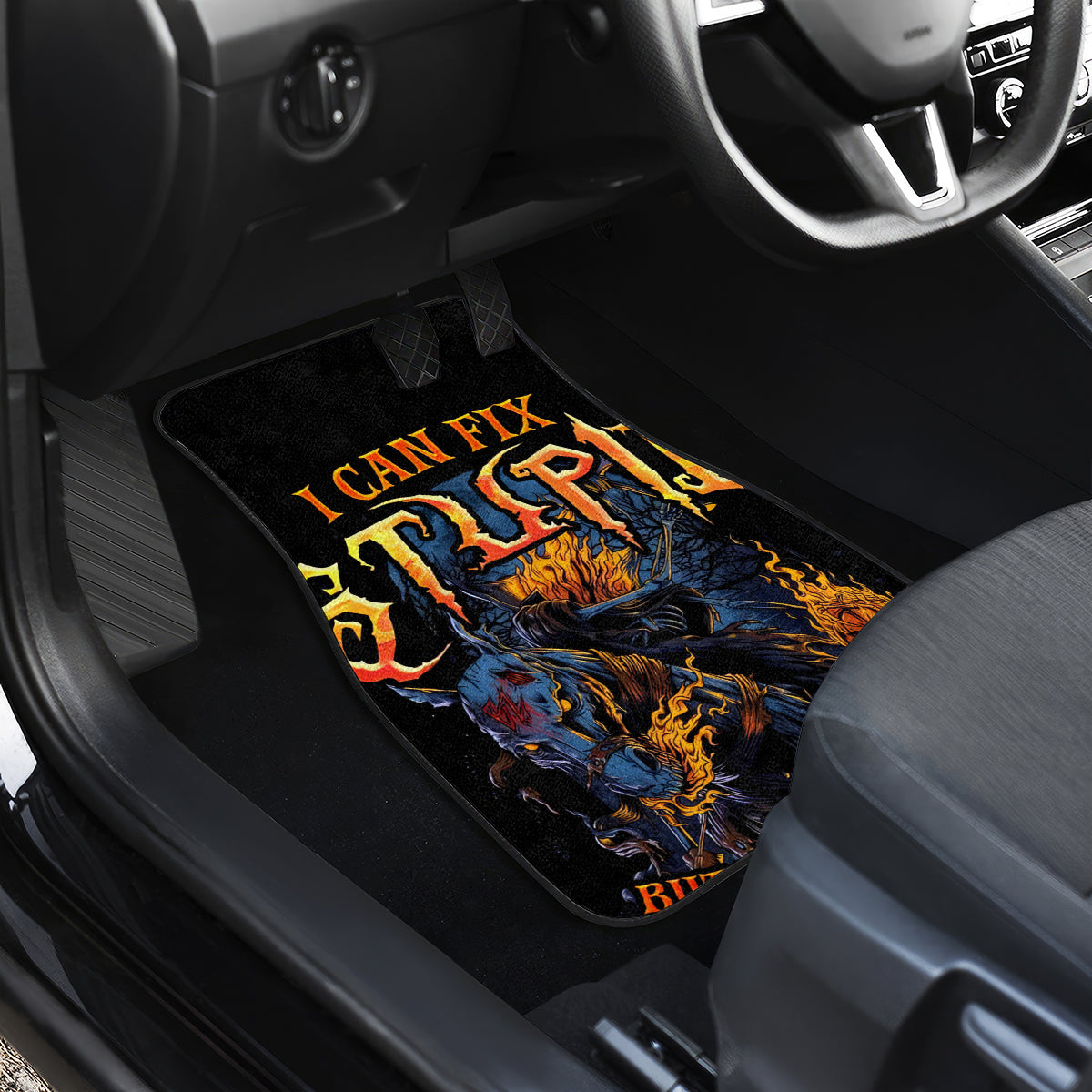 Jack O Lantern Skull Car Mats I Can Fix Stupid But It's Gonna Hurt - Wonder Print Shop