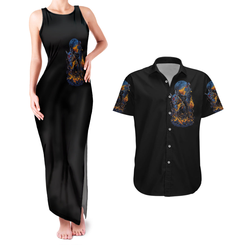 Jack O Lantern Skull Couples Matching Tank Maxi Dress and Hawaiian Shirt I Can Fix Stupid But It's Gonna Hurt - Wonder Print Shop