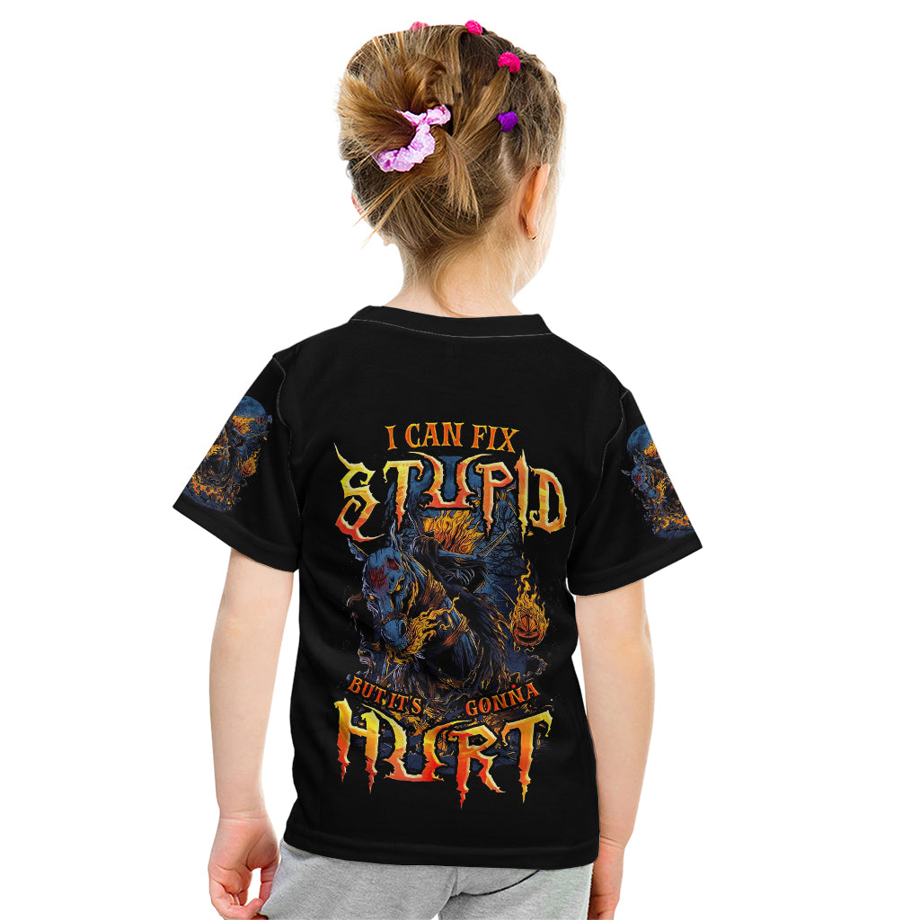 Jack O Lantern Skull Kid T Shirt I Can Fix Stupid But It's Gonna Hurt - Wonder Print Shop