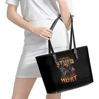 Jack O Lantern Skull Leather Tote Bag I Can Fix Stupid But It's Gonna Hurt - Wonder Print Shop