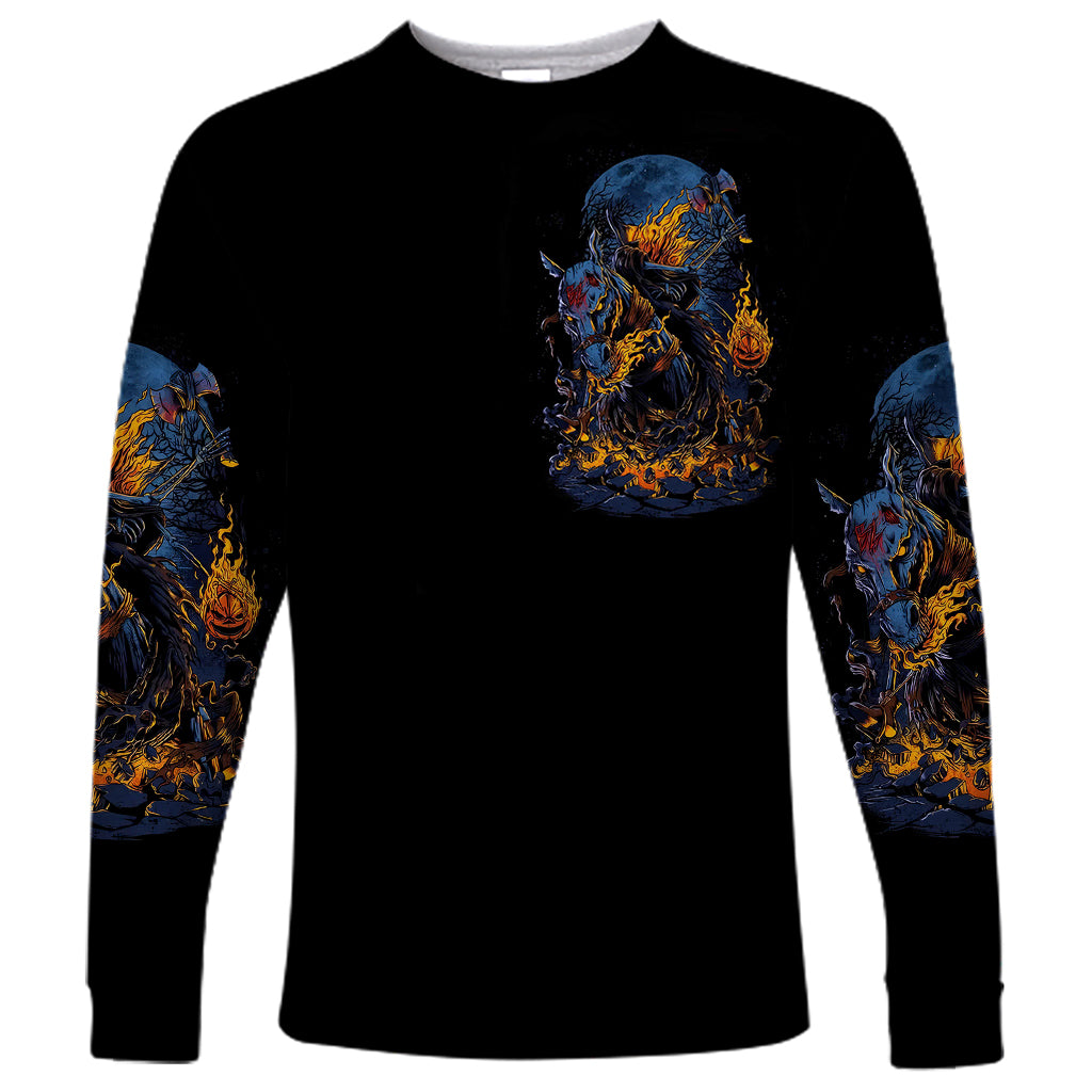 Jack O Lantern Skull Long Sleeve Shirt I Can Fix Stupid But It's Gonna Hurt - Wonder Print Shop