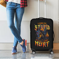 Jack O Lantern Skull Luggage Cover I Can Fix Stupid But It's Gonna Hurt - Wonder Print Shop