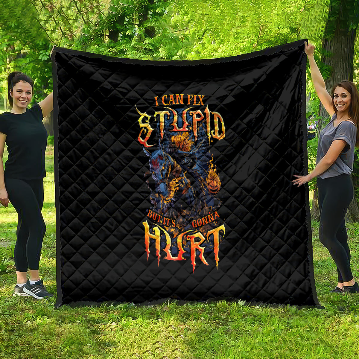 Jack O Lantern Skull Quilt I Can Fix Stupid But It's Gonna Hurt - Wonder Print Shop