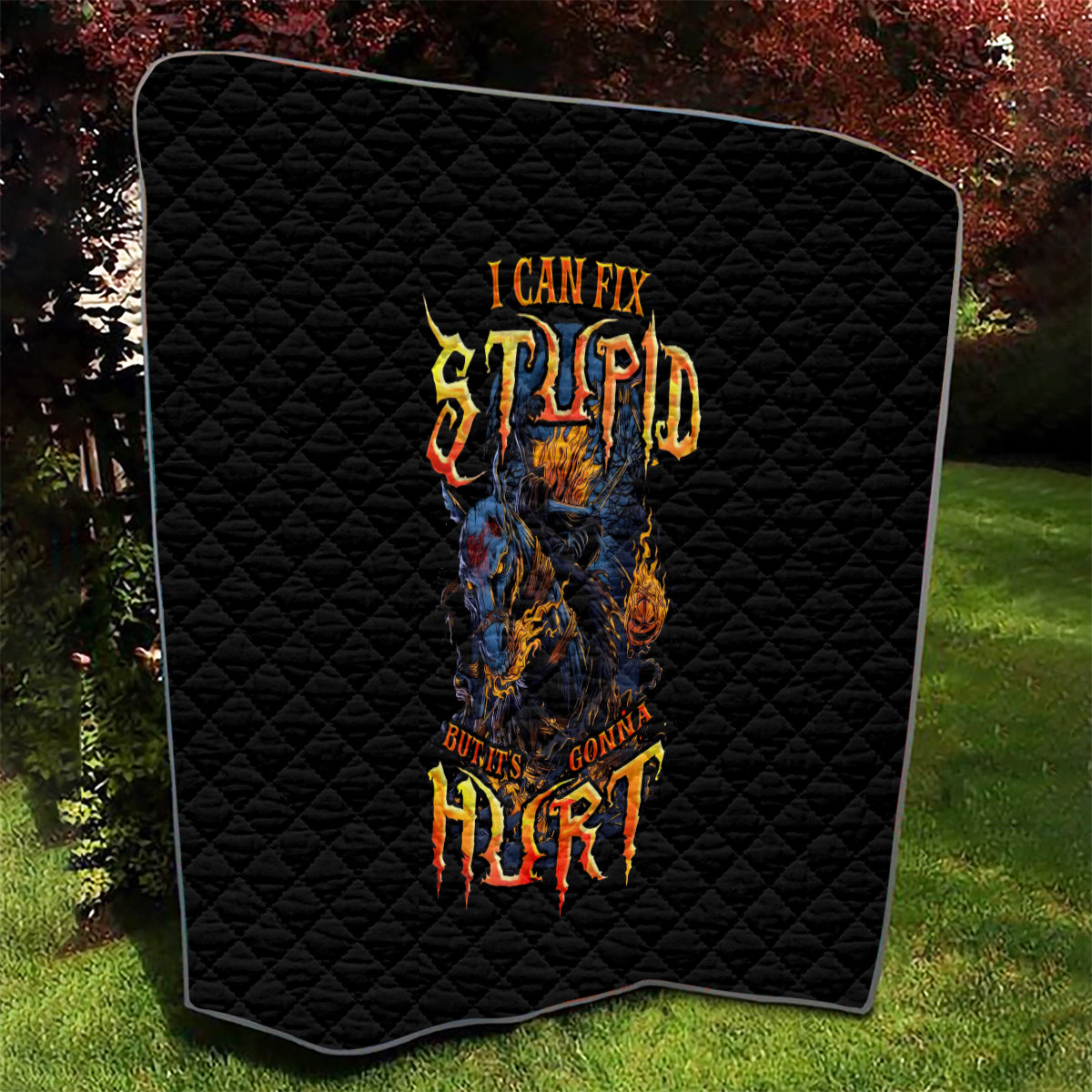 Jack O Lantern Skull Quilt I Can Fix Stupid But It's Gonna Hurt - Wonder Print Shop