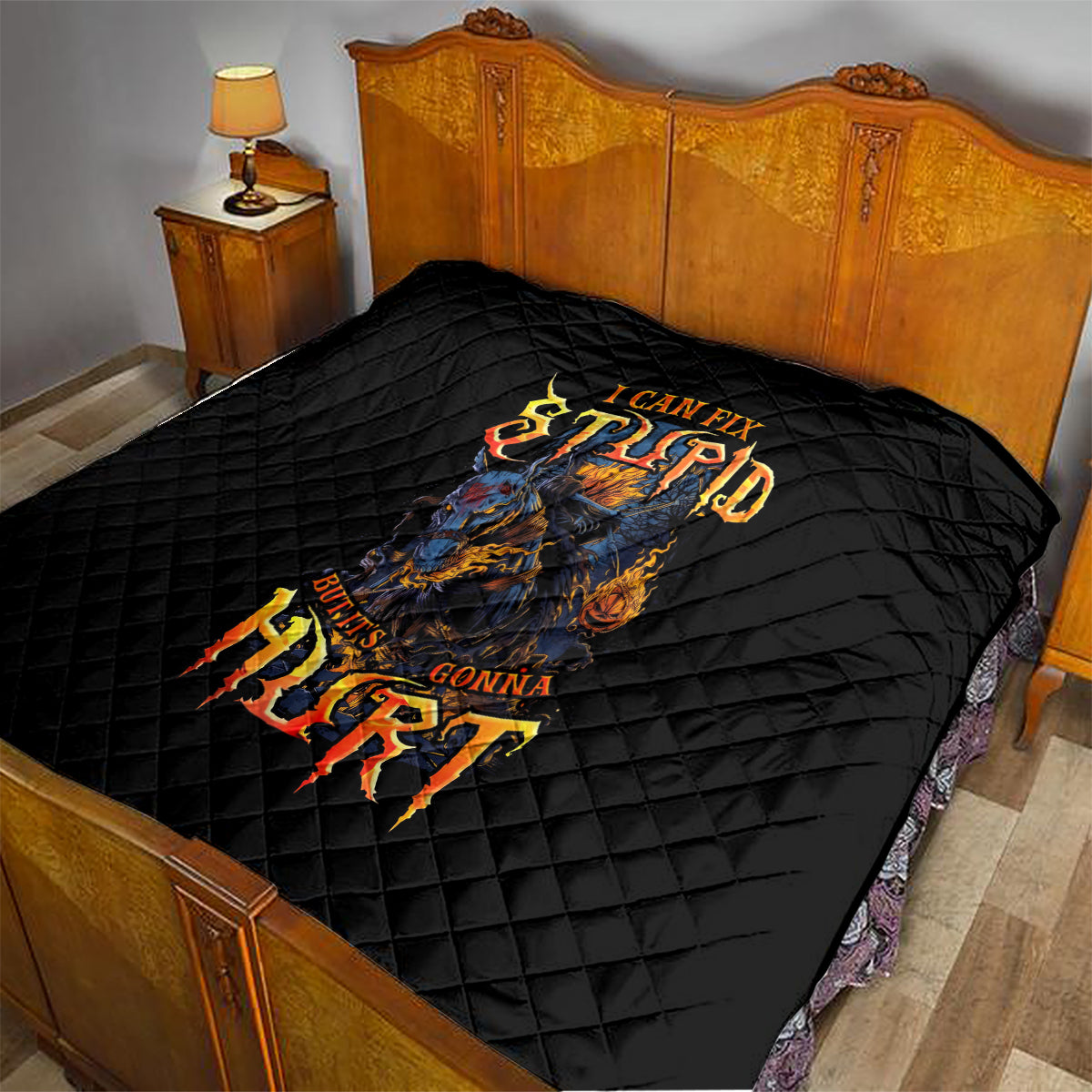 Jack O Lantern Skull Quilt I Can Fix Stupid But It's Gonna Hurt - Wonder Print Shop