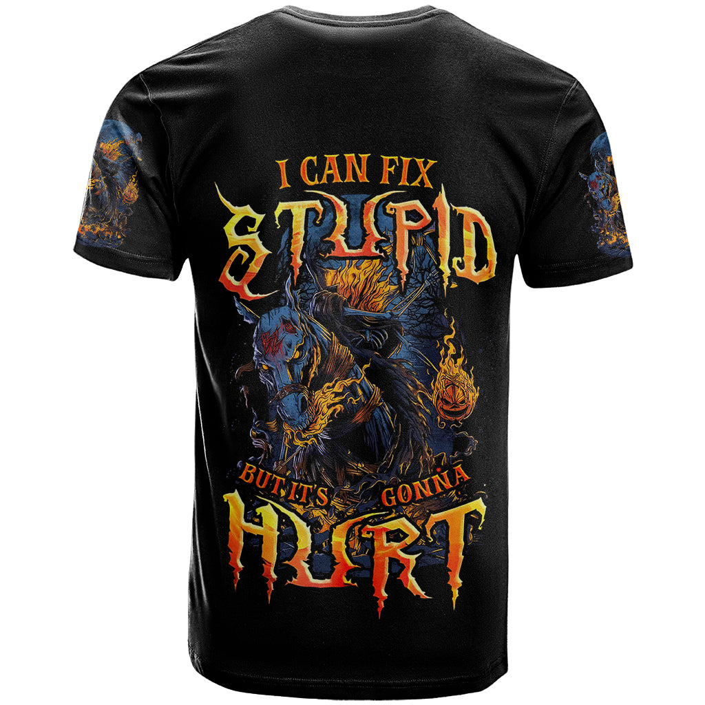 Jack O Lantern Skull T Shirt I Can Fix Stupid But It's Gonna Hurt - Wonder Print Shop