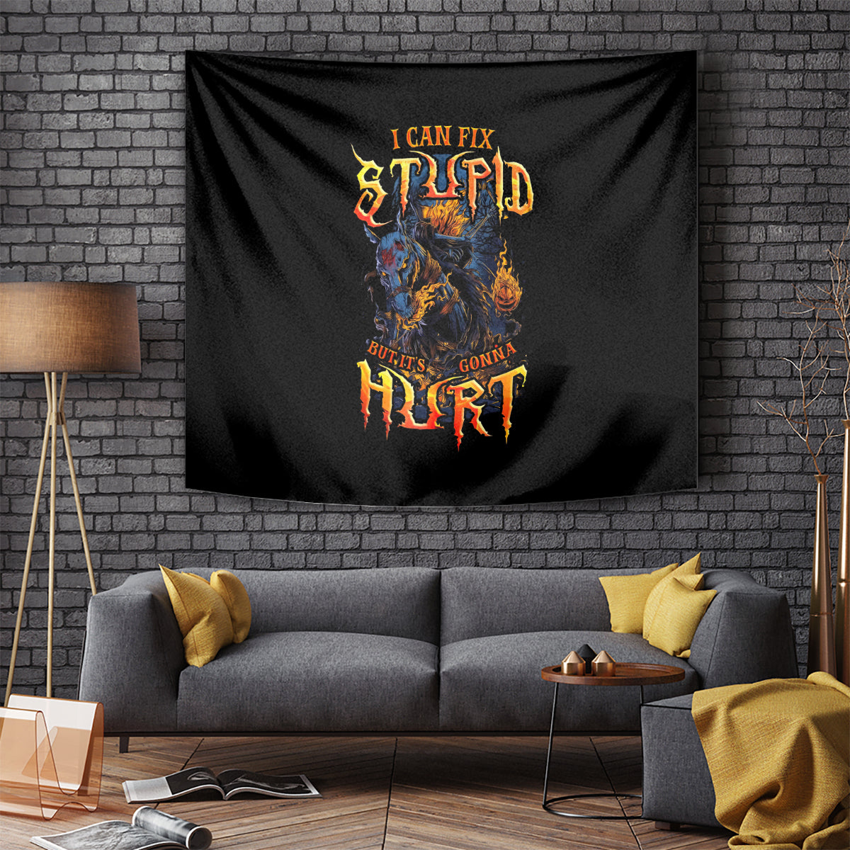 Jack O Lantern Skull Tapestry I Can Fix Stupid But It's Gonna Hurt - Wonder Print Shop