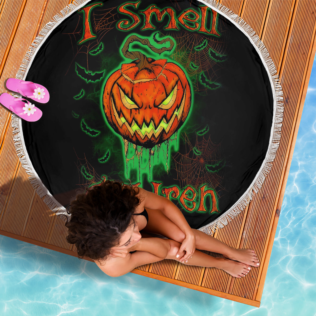 Jack O Lantern Skull Beach Blanket I Smell Children - Wonder Print Shop