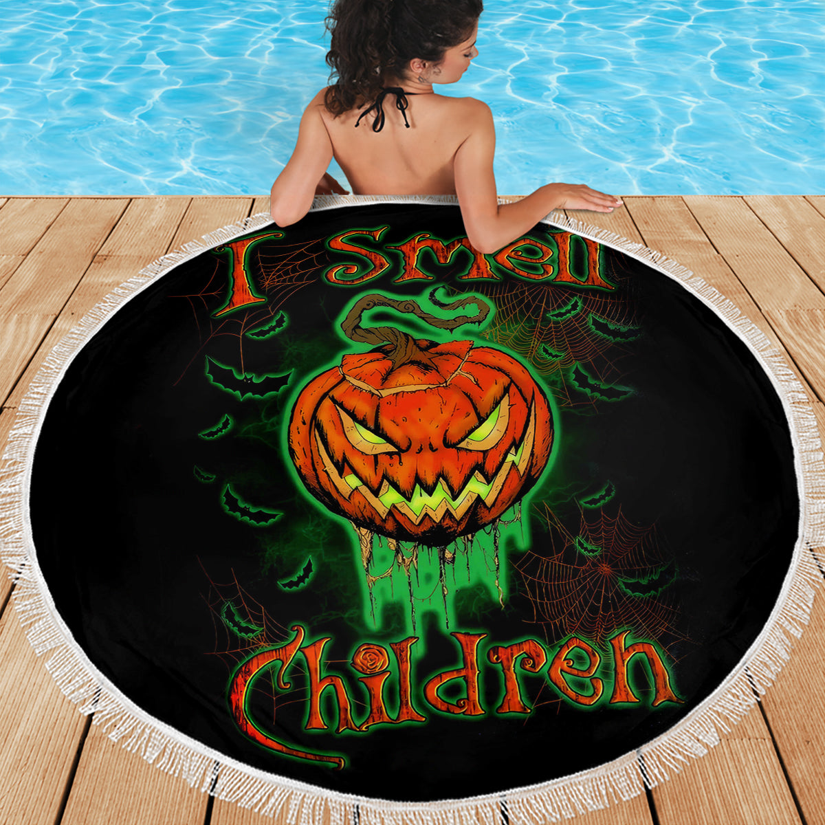 Jack O Lantern Skull Beach Blanket I Smell Children - Wonder Print Shop