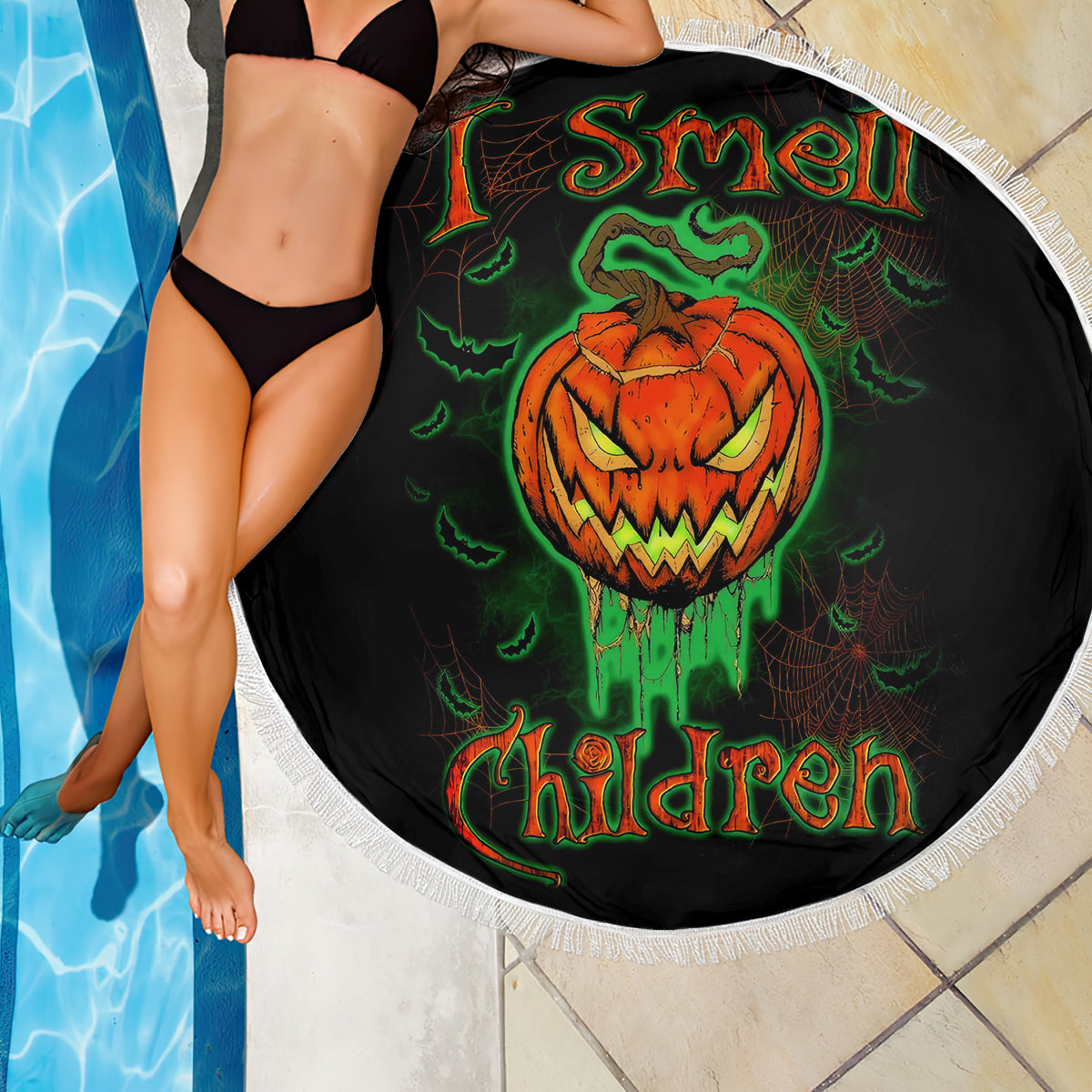 Jack O Lantern Skull Beach Blanket I Smell Children - Wonder Print Shop