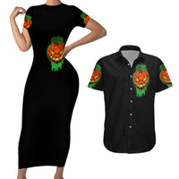 Jack O Lantern Skull Couples Matching Short Sleeve Bodycon Dress and Hawaiian Shirt I Smell Children - Wonder Print Shop