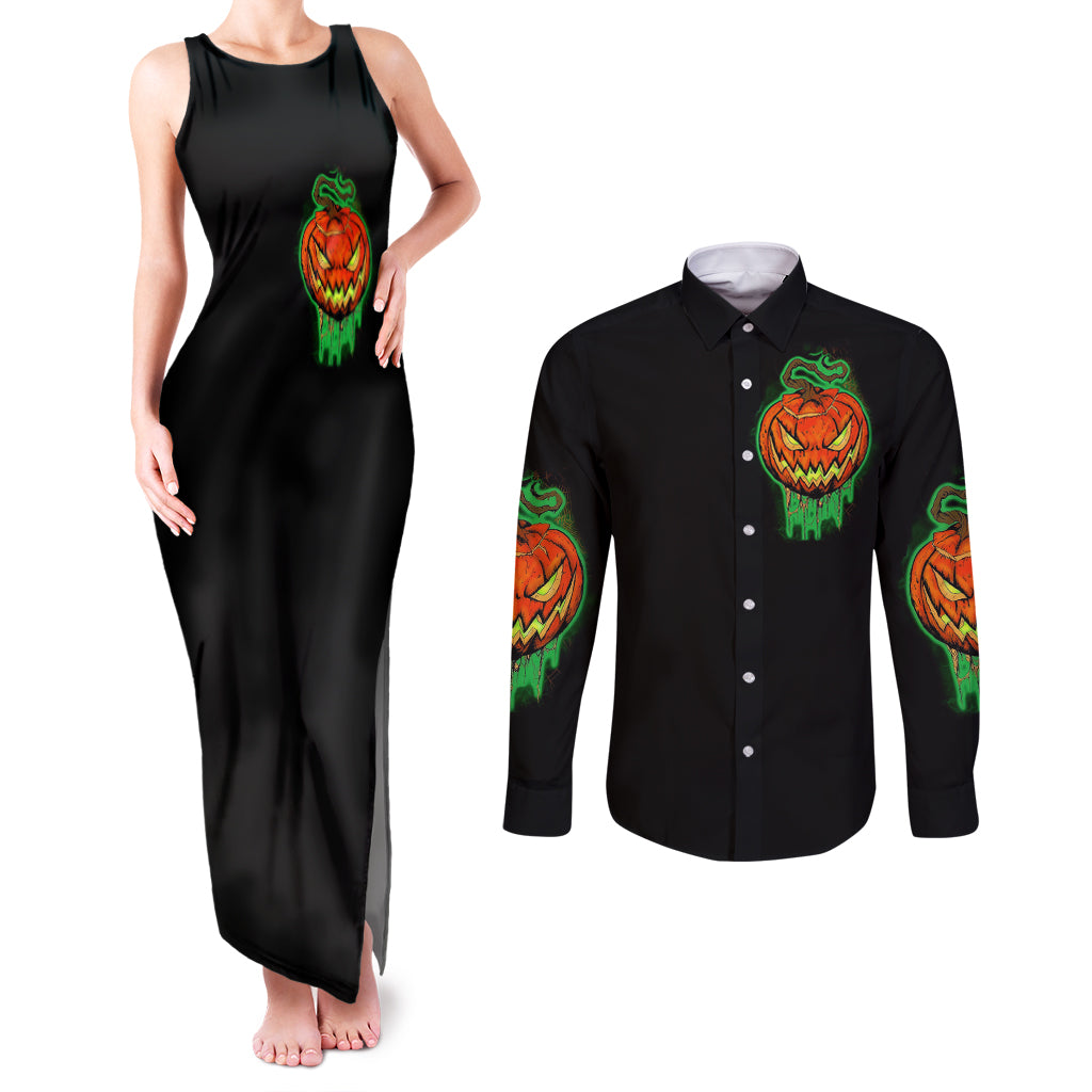 Jack O Lantern Skull Couples Matching Tank Maxi Dress and Long Sleeve Button Shirts I Smell Children - Wonder Print Shop