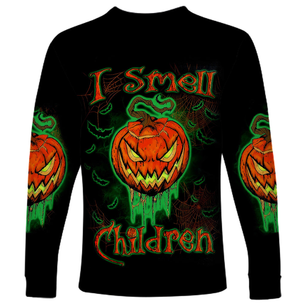 Jack O Lantern Skull Long Sleeve Shirt I Smell Children - Wonder Print Shop