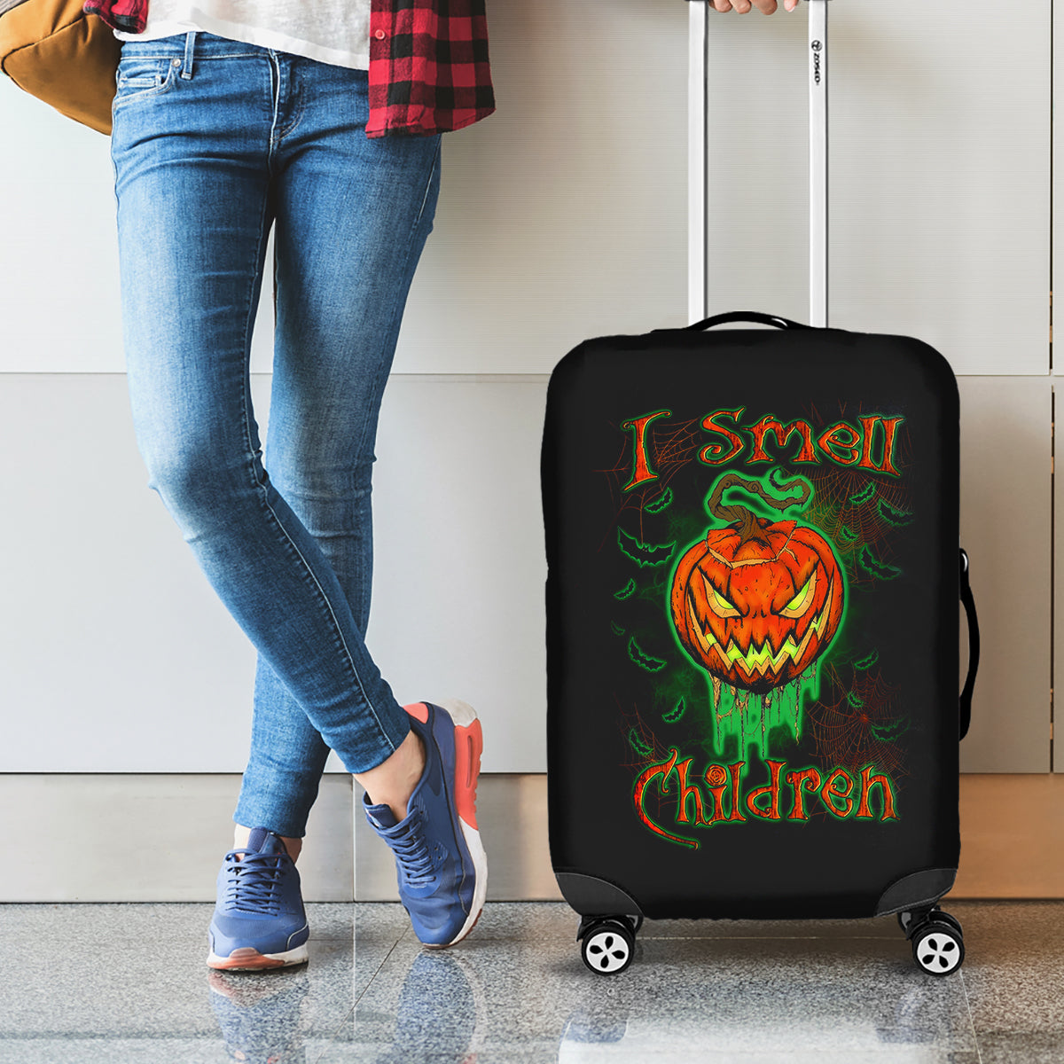 Jack O Lantern Skull Luggage Cover I Smell Children - Wonder Print Shop