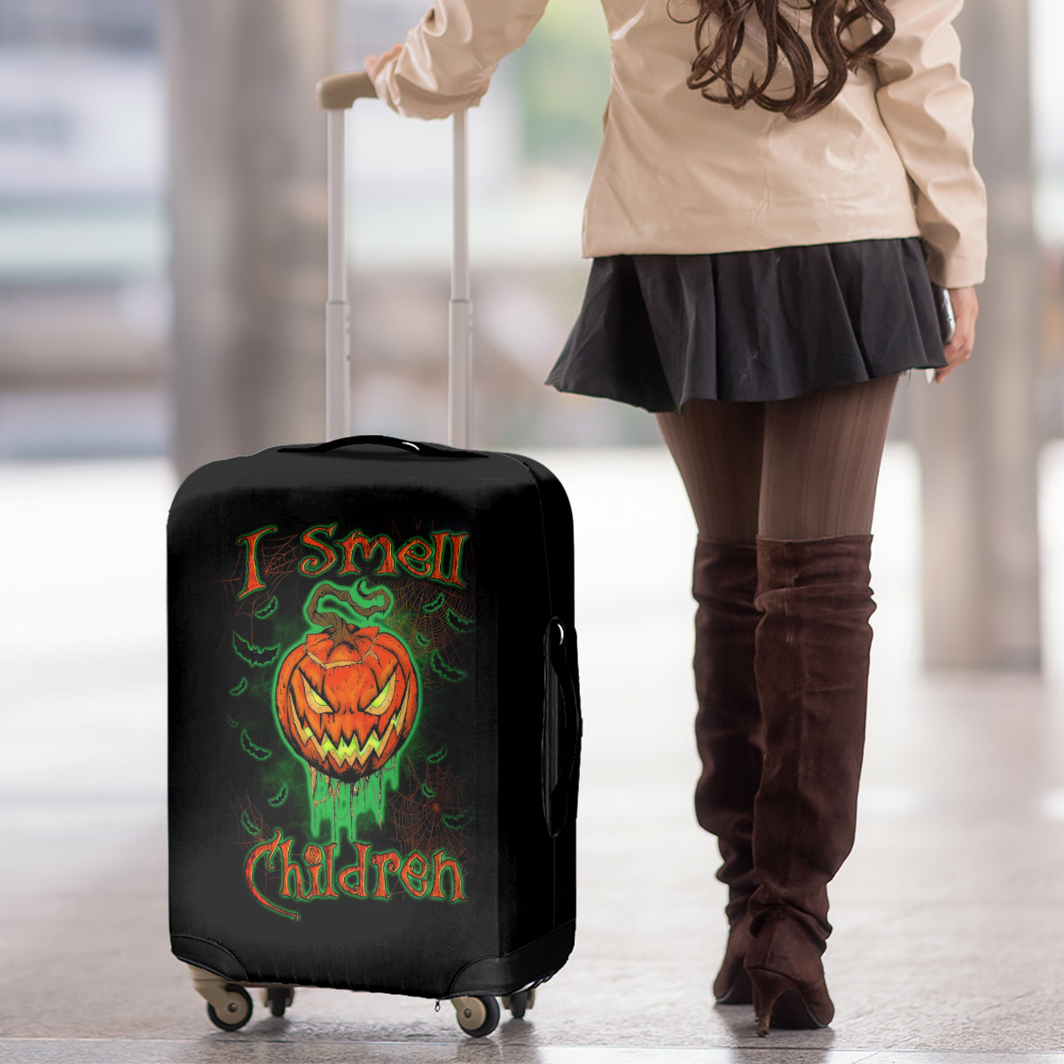 Jack O Lantern Skull Luggage Cover I Smell Children - Wonder Print Shop