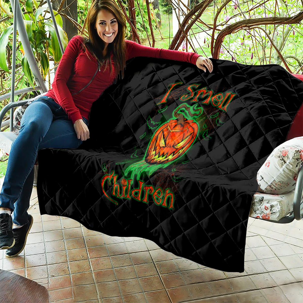 Jack O Lantern Skull Quilt I Smell Children - Wonder Print Shop
