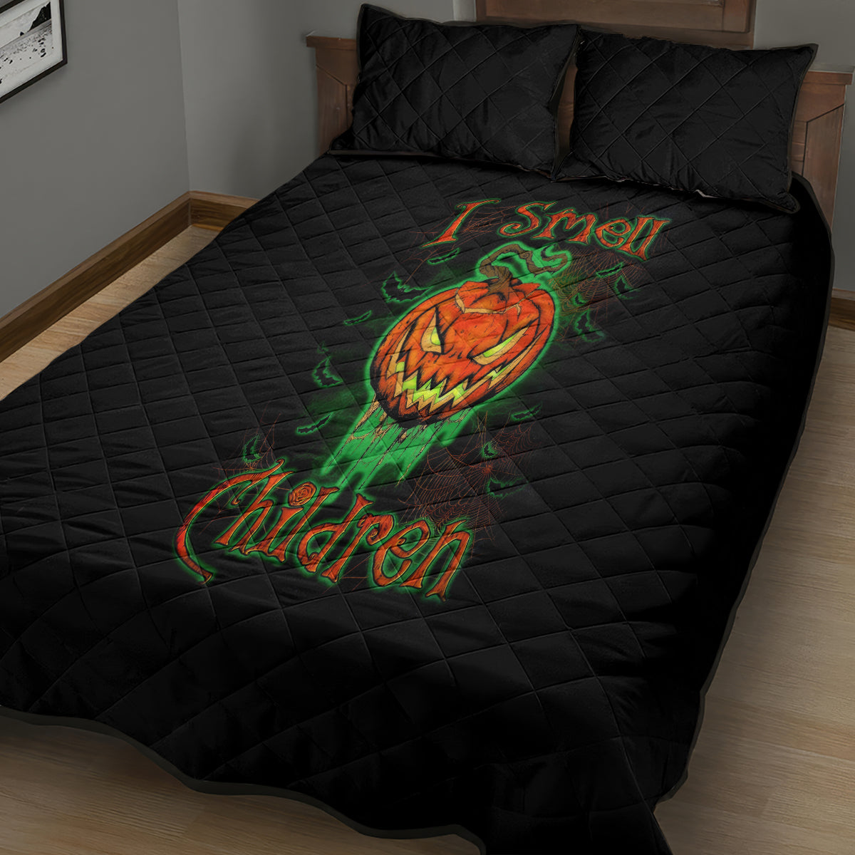 Jack O Lantern Skull Quilt Bed Set I Smell Children - Wonder Print Shop